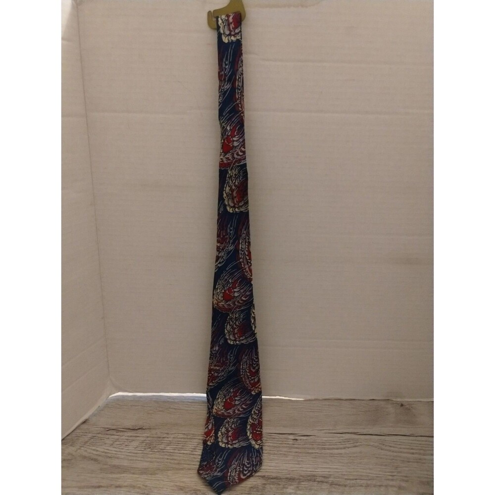Vintage American Game Birds Cheney Cravats Tie 48" Silk Mens Neckwear Navy/Red